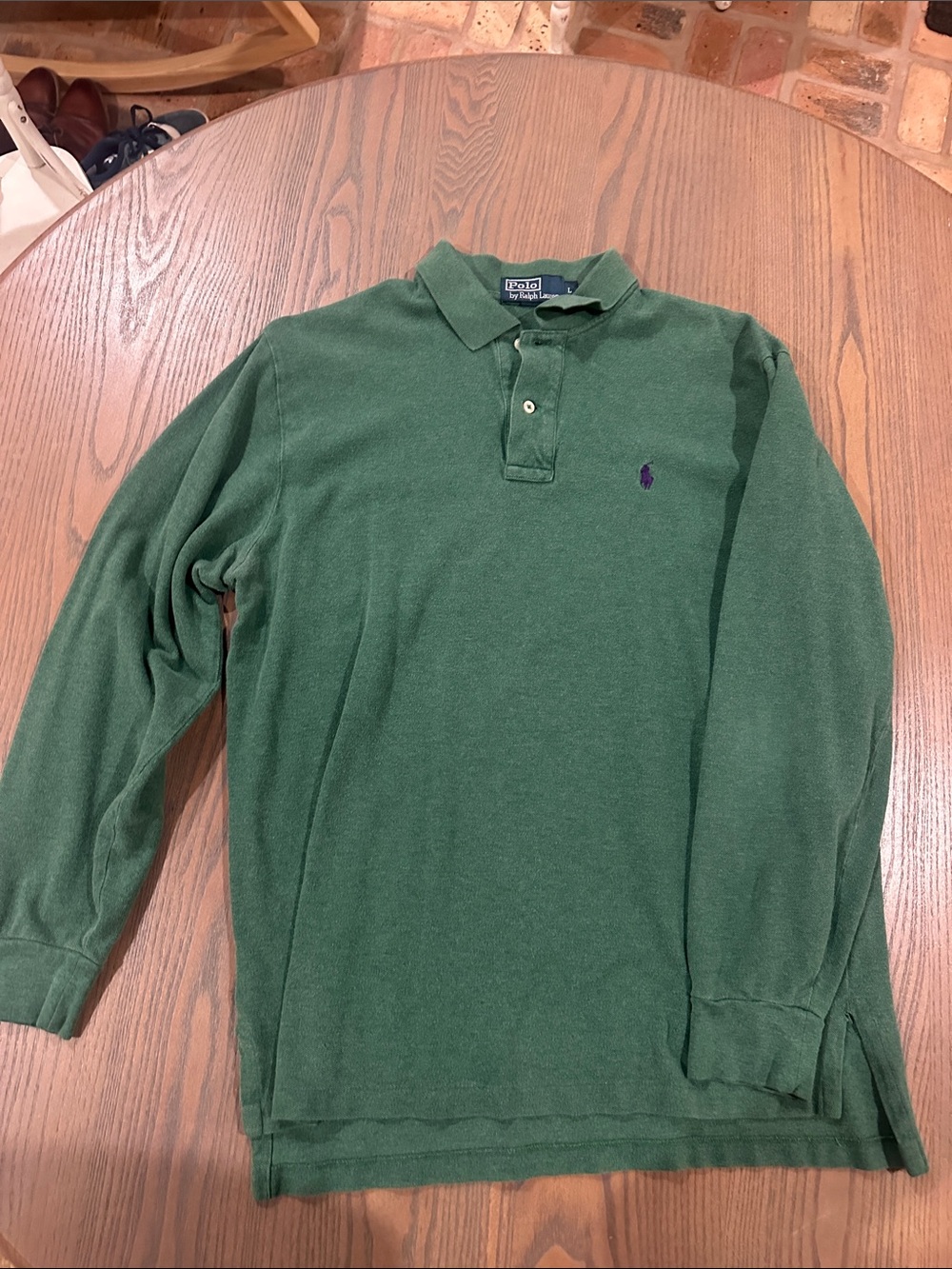 Polo by Ralph Lauren Forest Green Long-Sleeve Polo with Purple Pony